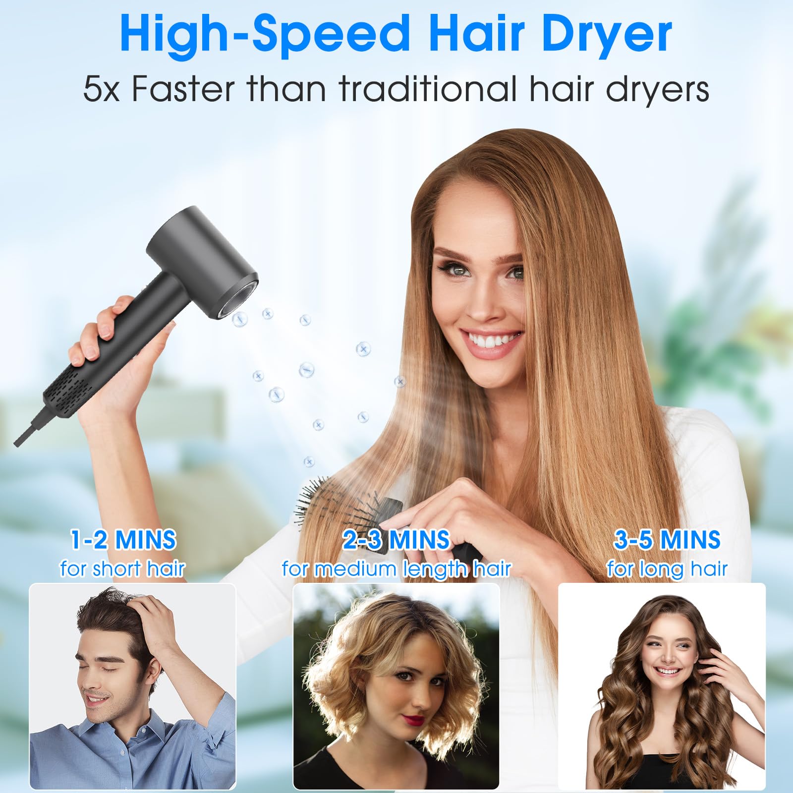 KARFUN Plasma Hair Dryer nozzle rotates for flexible airflow during styling.