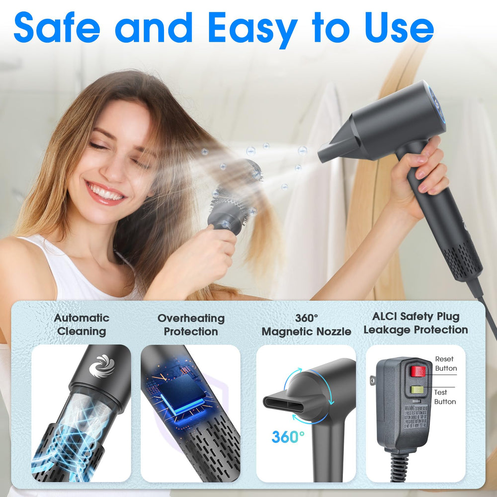 KARFUN Plasma Hair Dryer safety-alci plug provides overheating protection during use.