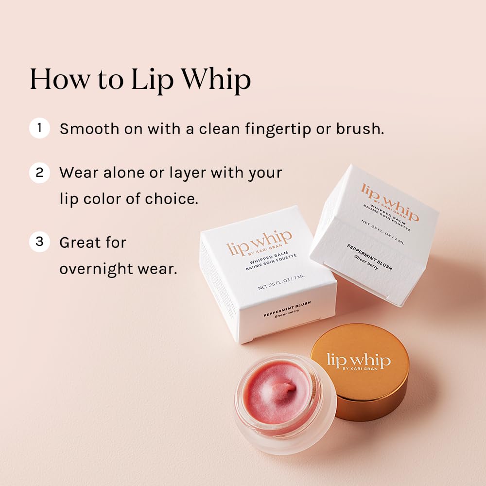 Kari Gran Lip Whip with organic oils and beeswax forming protective barrier.