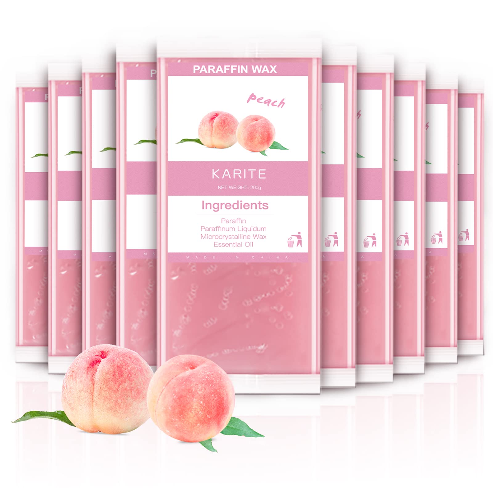 Karite paraffin refills peach pack front view for at-home spa hydration