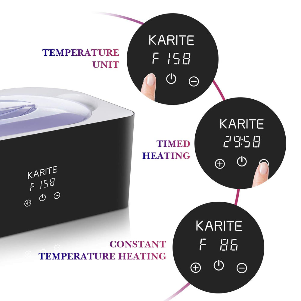 Karite paraffin wax application on feet to soothe dryness.