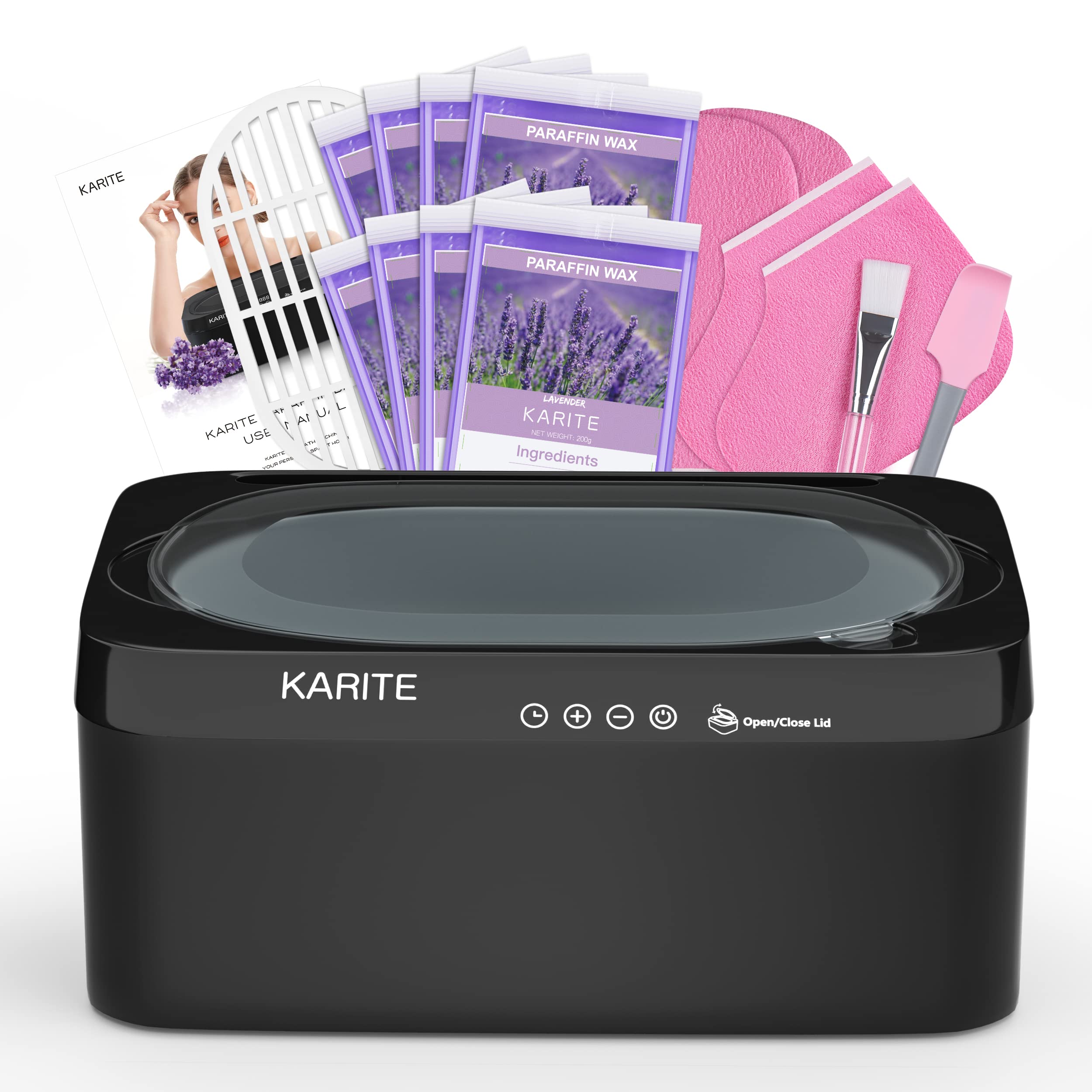 Karite paraffin wax machine auto open lid for hands-free melting in home spa