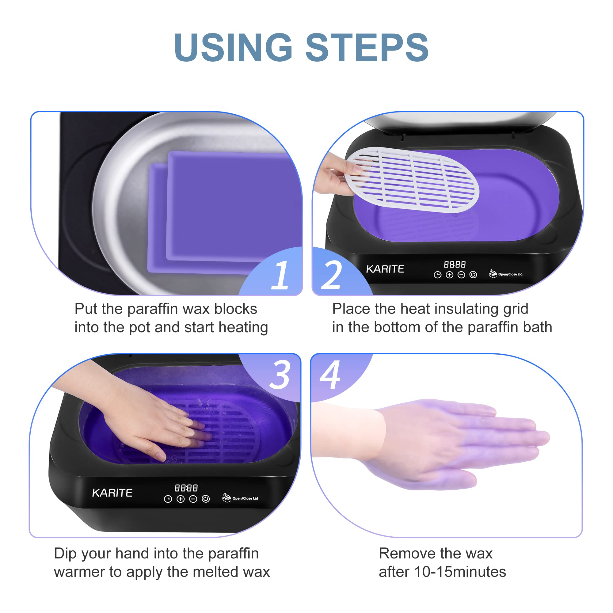 Karite paraffin wax machine with precision temperature control and 3 modes