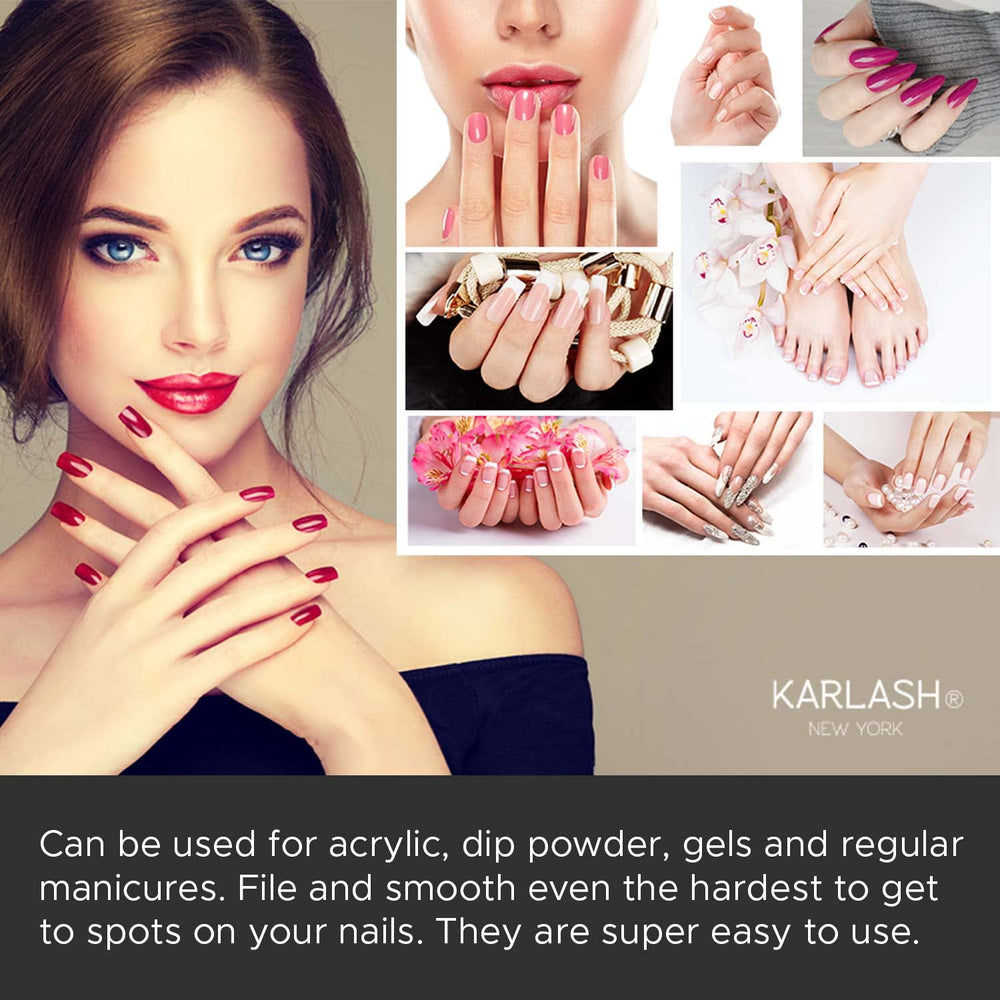 Karlash Nail Mini Orange Buffer Block, two-sided, shows orange design for even buffing