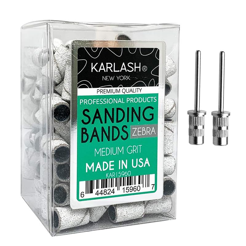 Karlash nail sanding bands zebra medium grit for grinding and shaping nails.