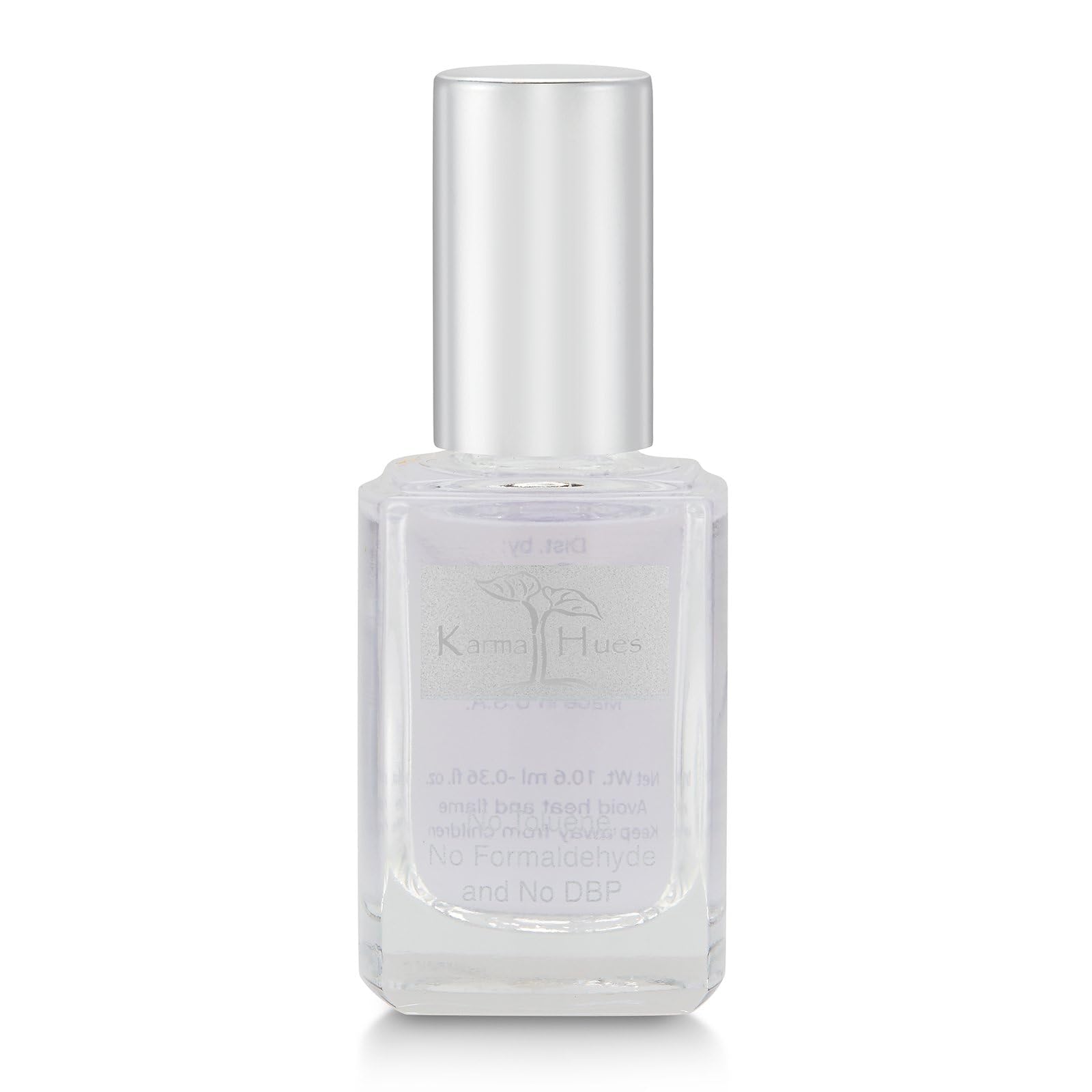karma organic 2in1 base coat top coat bottle delivers a smooth base and gloss