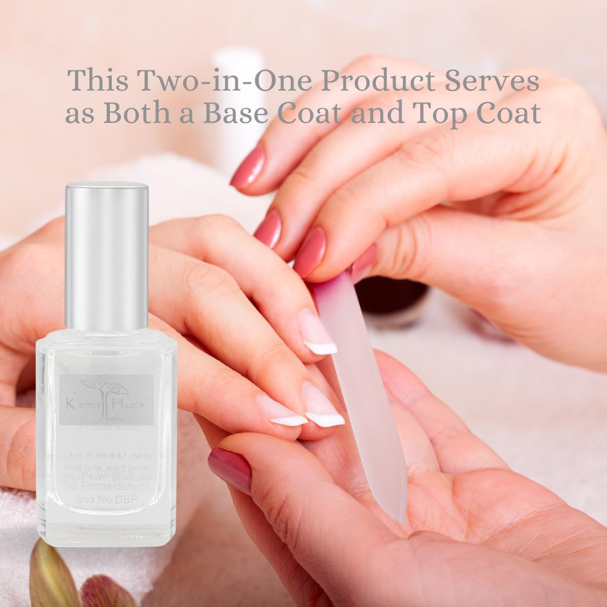 karma organic base top coat brush applies an even, streak-free layer