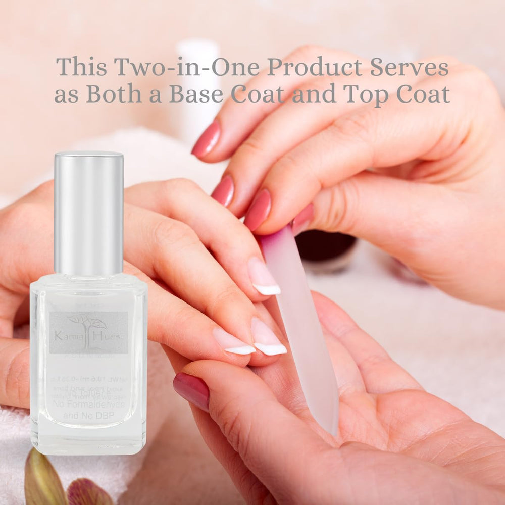 karma organic base top coat brush applies an even, streak-free layer
