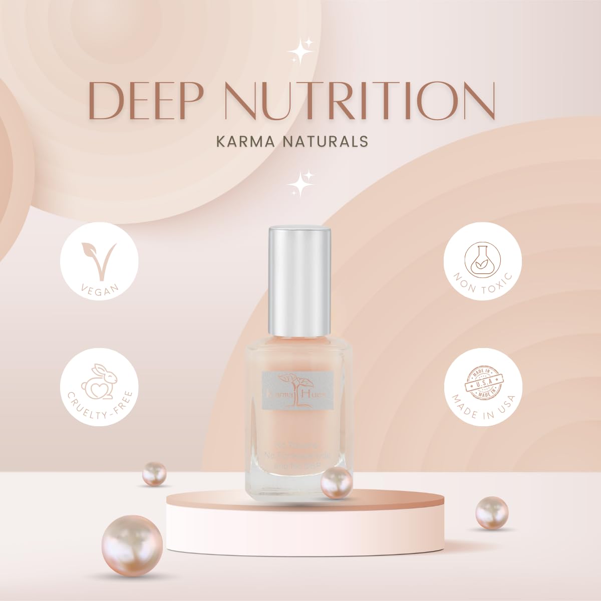 Karma Organic Deep Nutrition gloss finish shot showcases mega gloss shine