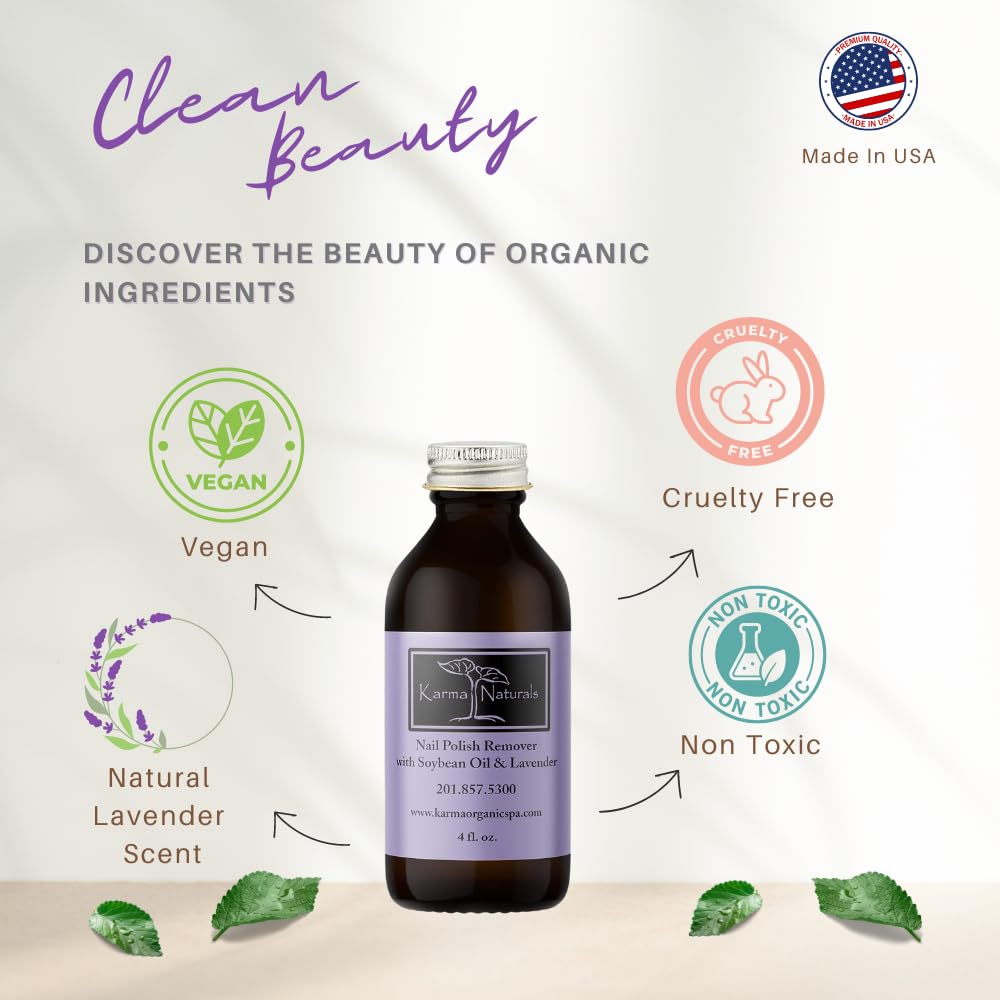 Karma Organic Nail Polish Remover aroma with lavender offers a pleasant scent during use.