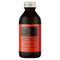Karma Organic Nail Polish Remover bottle shows acetone-free formula for gentle polish removal.