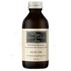 Karma Organic Nail Polish Remover unscented bottle close-up showing gentle polish removal