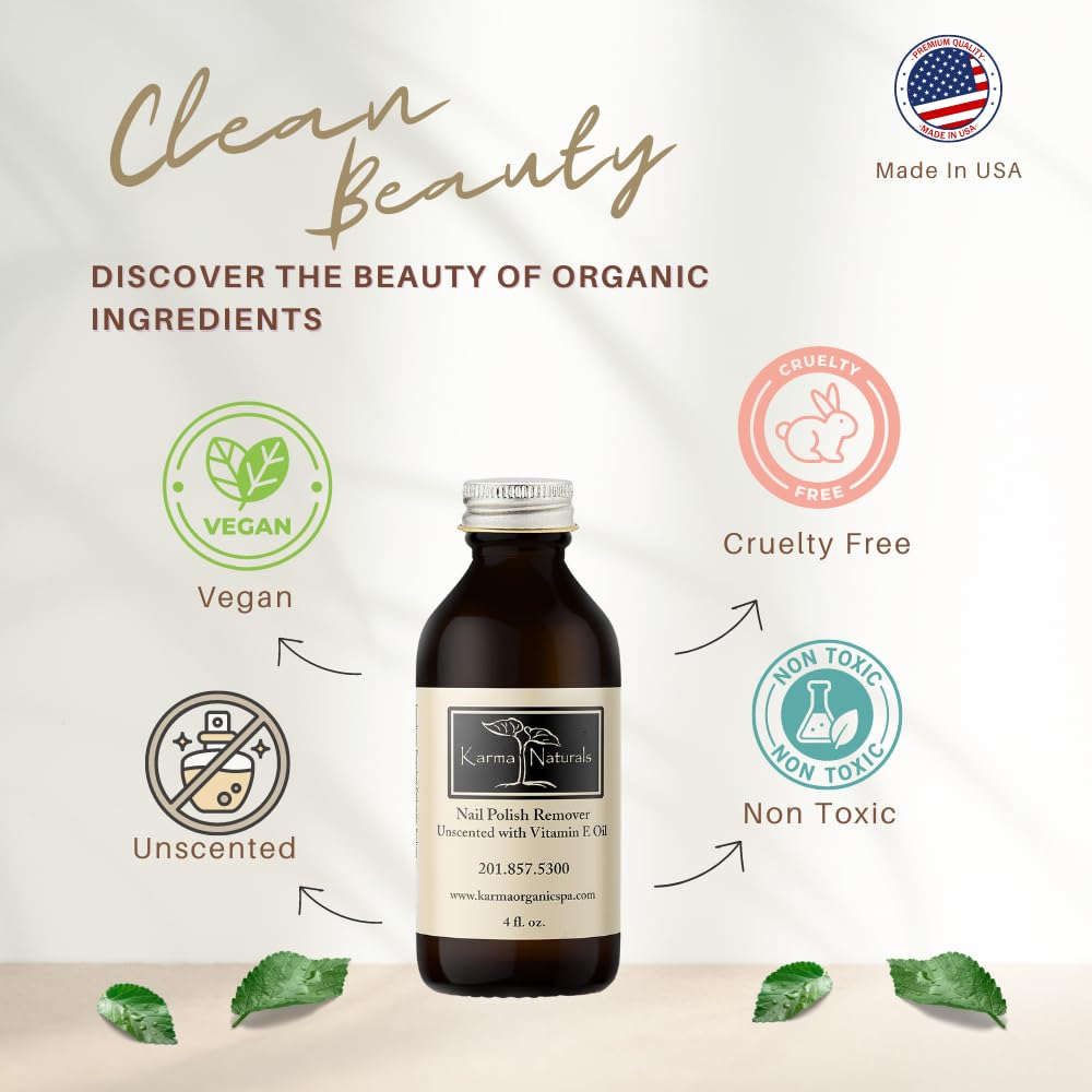 Karma Organic Nail Polish Remover unscented formula suitable for fragrance-sensitive users