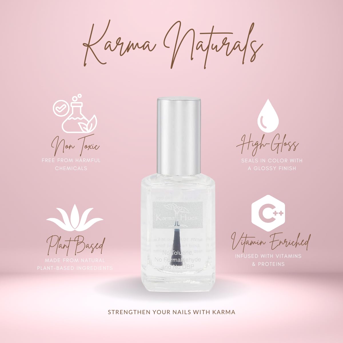 Karma Organic Triple 5 base coat ingredients oils close-up of natural formula