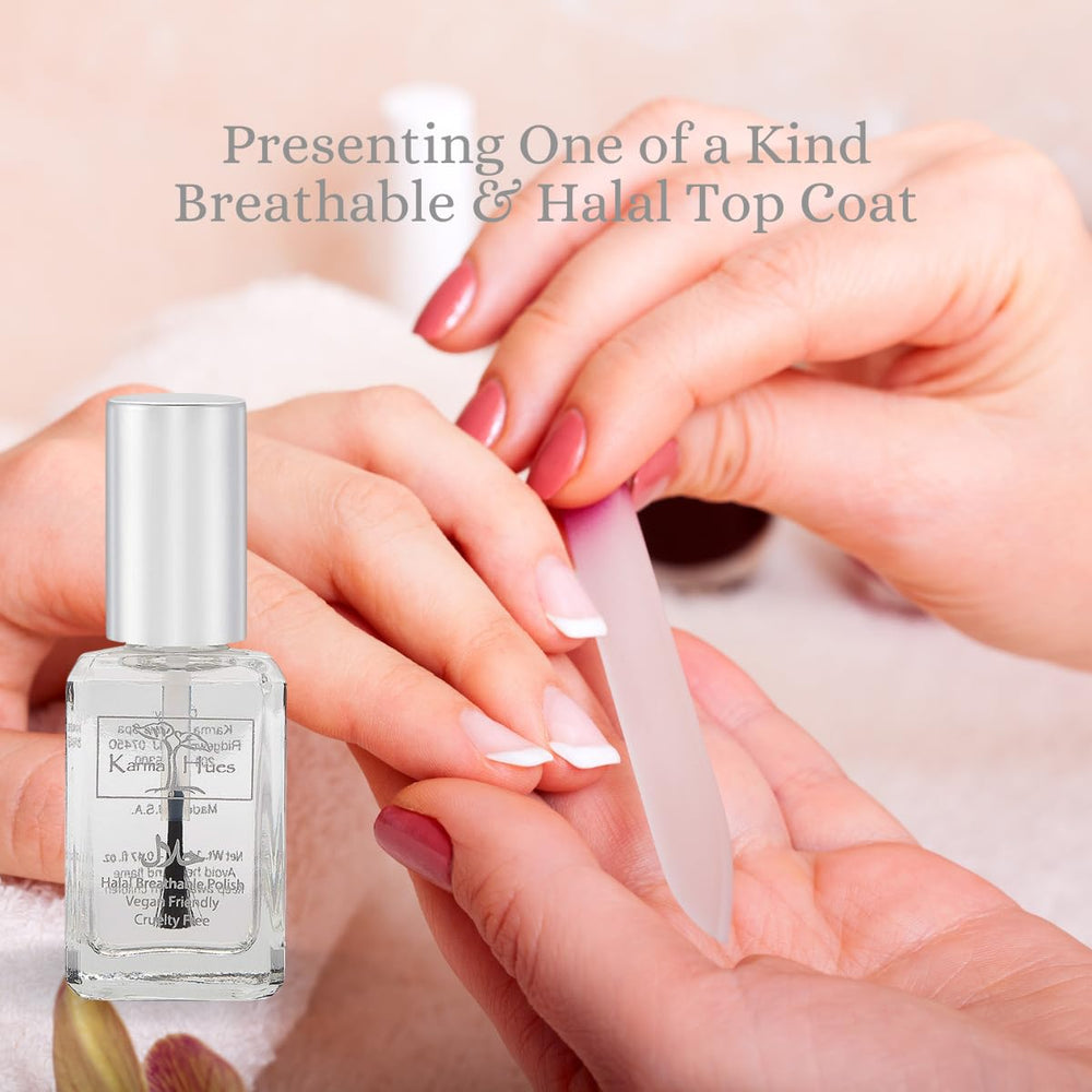 Karma Organic water-permeable polish application demonstrates nail breathing and comfortable wear