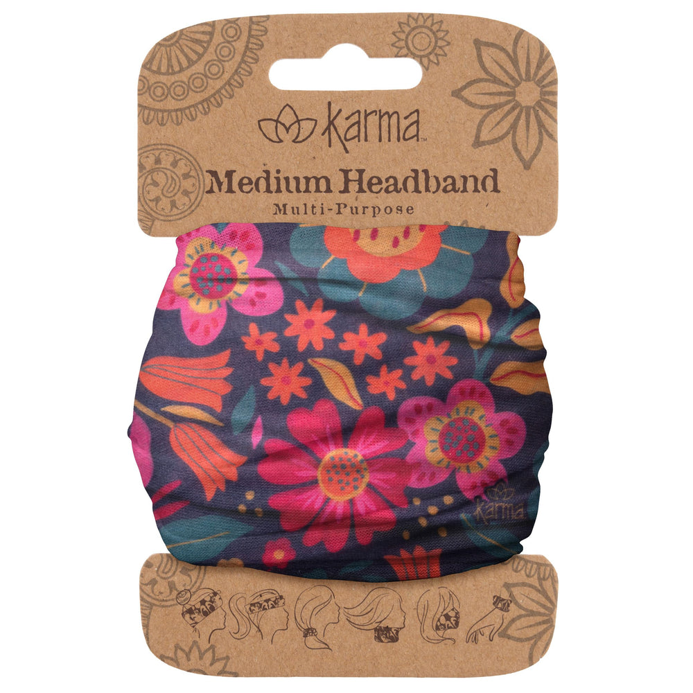 Karma Retro Floral Headband Purple 01 – stylish hair accessory for all-day wear.