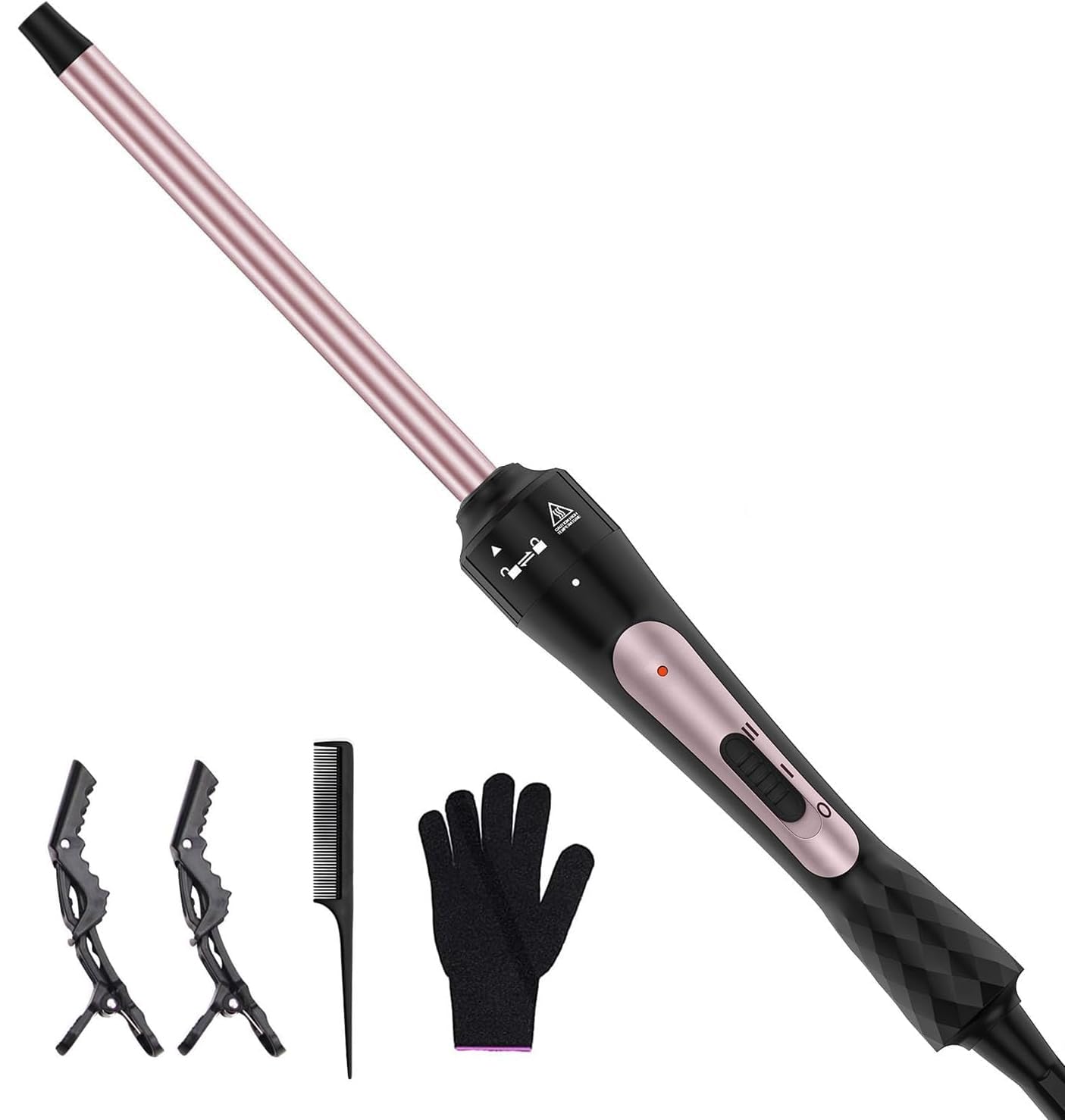 Karrong 3/8 inch curling iron barrel close-up shows ceramic coating for smooth glide.