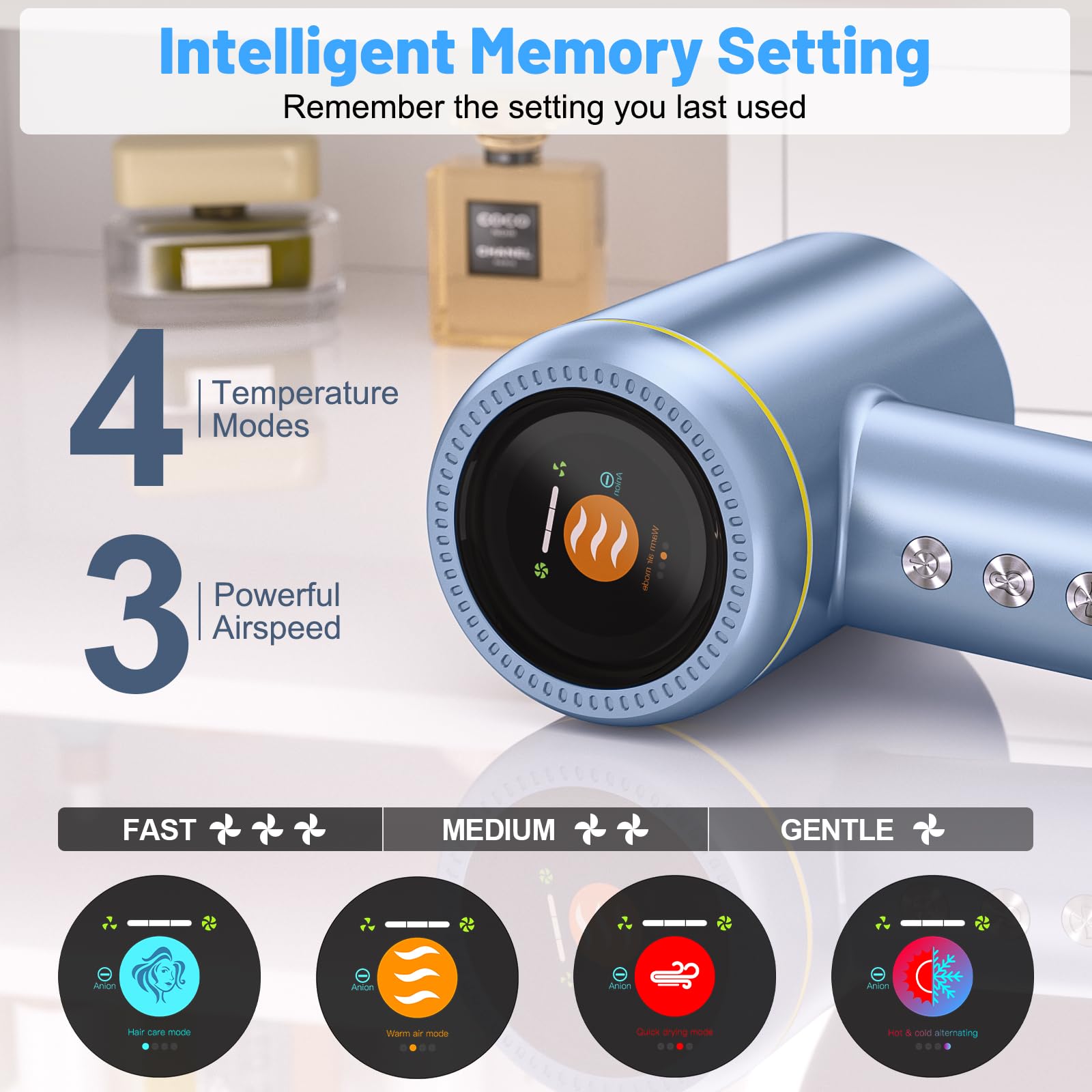 Karrong hair dryer smoothing nozzle for smooth styling.