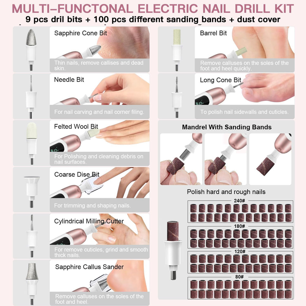 Karrong drill bits and sanding bands offering versatile nail options.
