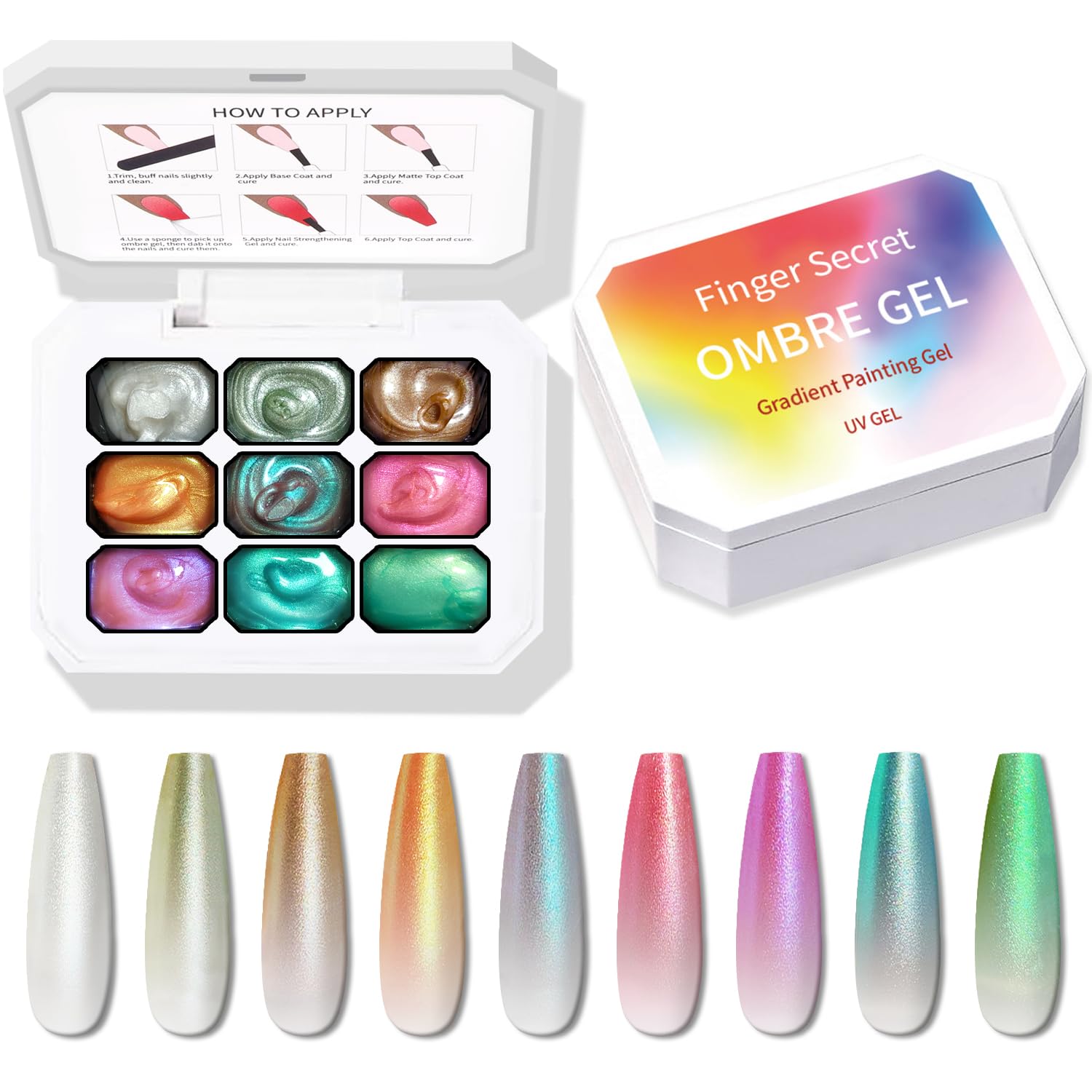 Karroy 9 colors L collection nail gel offers a versatile palette for gradient designs.