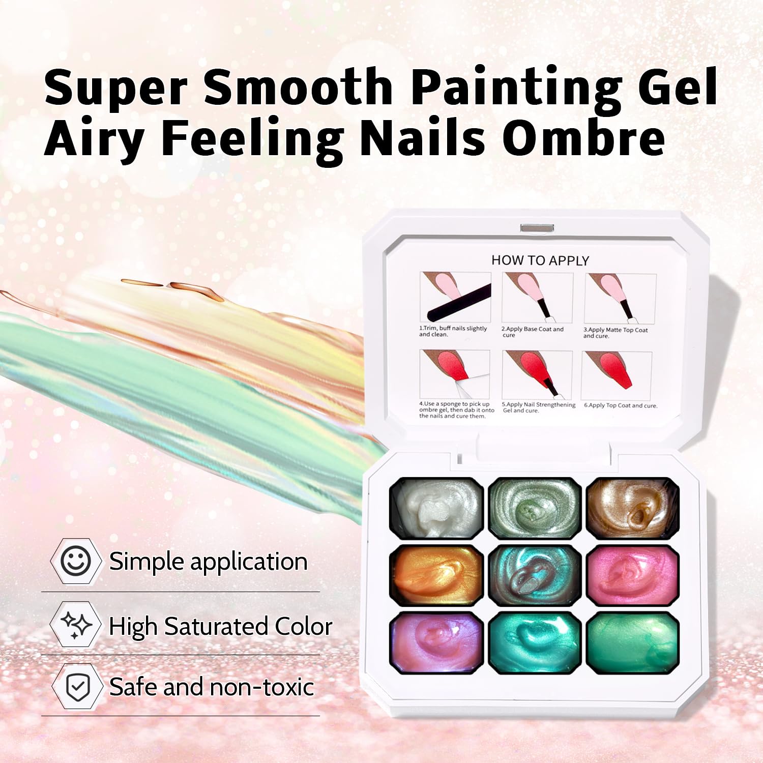 Karroy blooming aura nails paint shows blooming color transitions for chic nails.