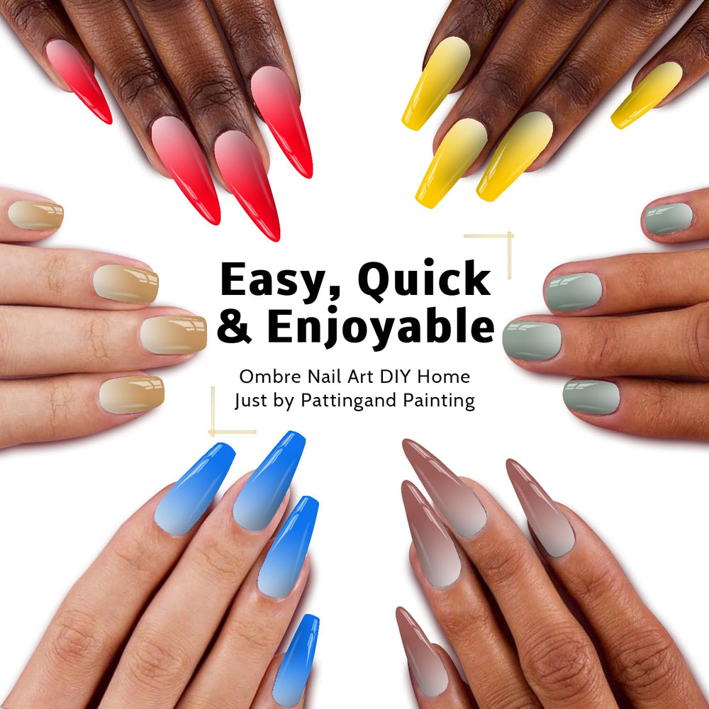Karroy blooming aura nails display vibrant gradient for impressive color payoff.