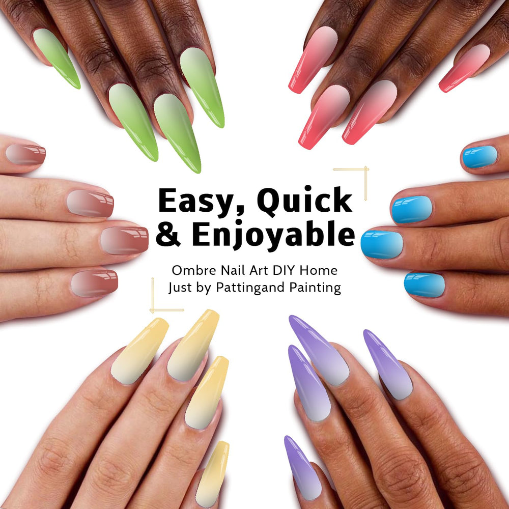 Karroy soft nail sponges ensure even pigment transfer for clean gradients.