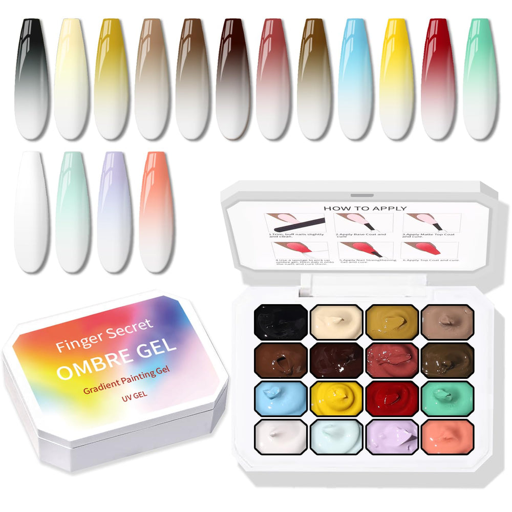 Karroy sponge-pat paint nail gel ombre swatch for easy gradient color blending.