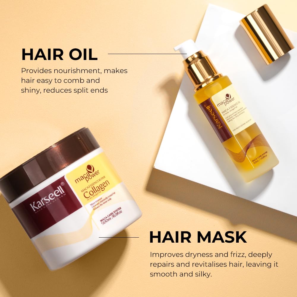 Karseell after-use hair shine captured to convey smooth, hydrated strands.