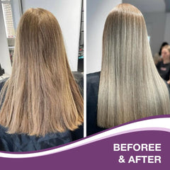Karseell Bleached hair before-after shows brass neutralization and cooler tones.