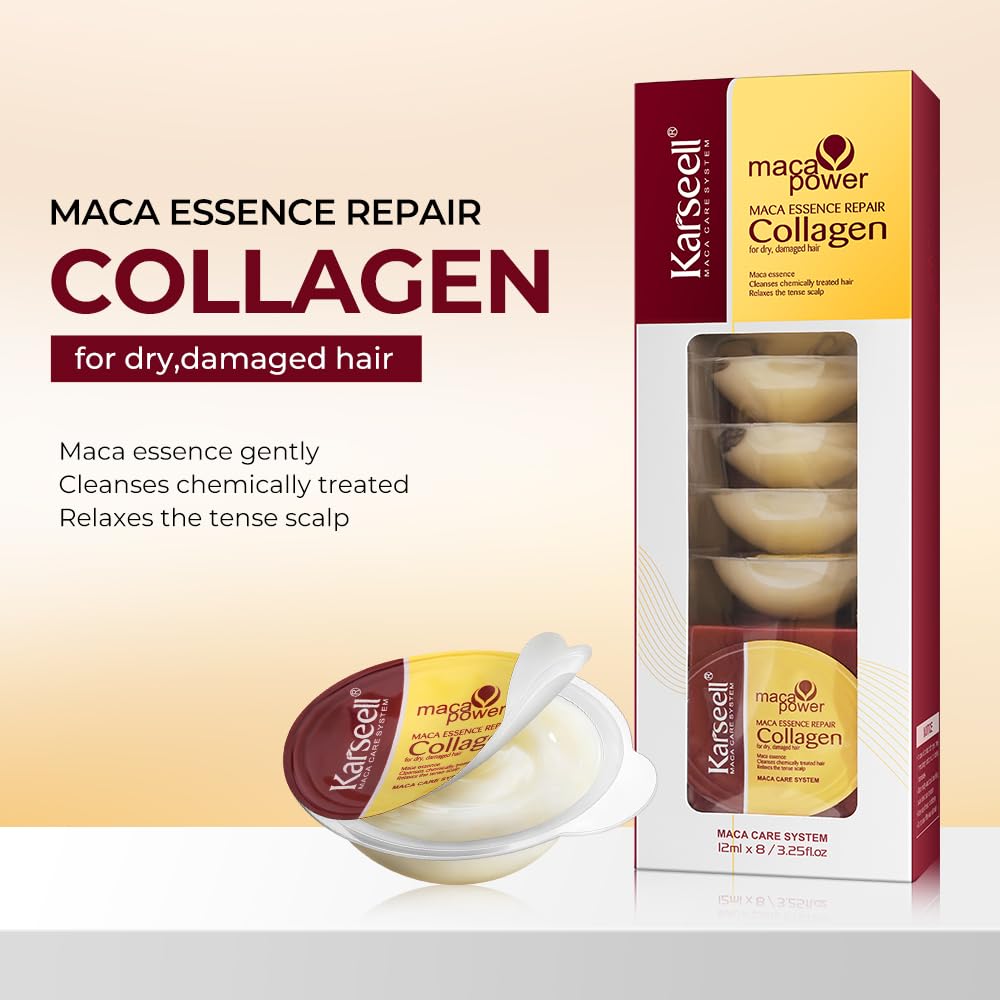 Karseell collagen hair mask application process showing 5-10 minute treatment