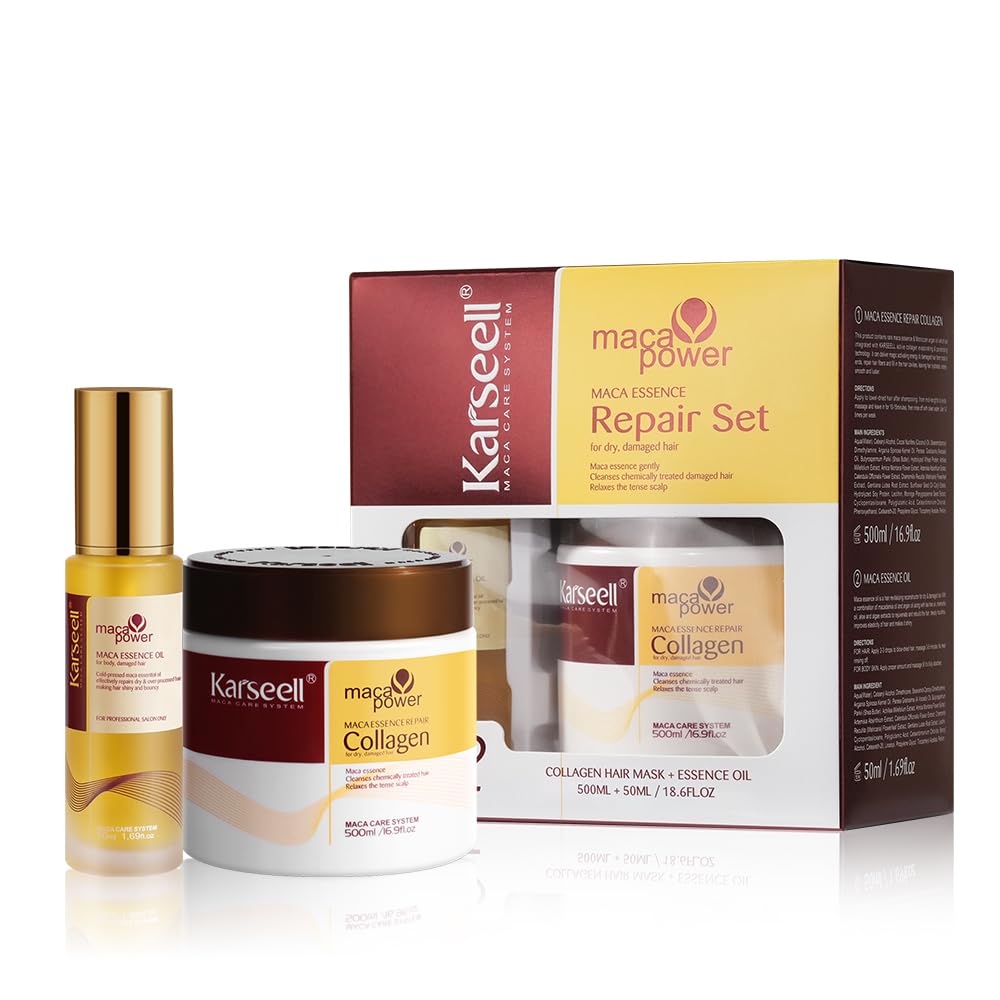 Karseell collagen hair mask tube improves manageability and hydration from roots to tips.