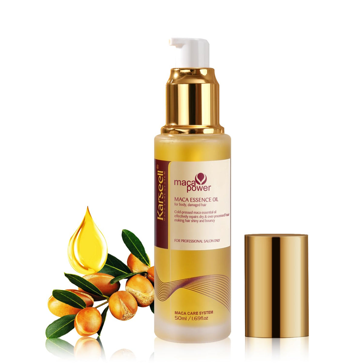 Karseell Moroccan Argan Oil bottle pour shows easy, weightless application.