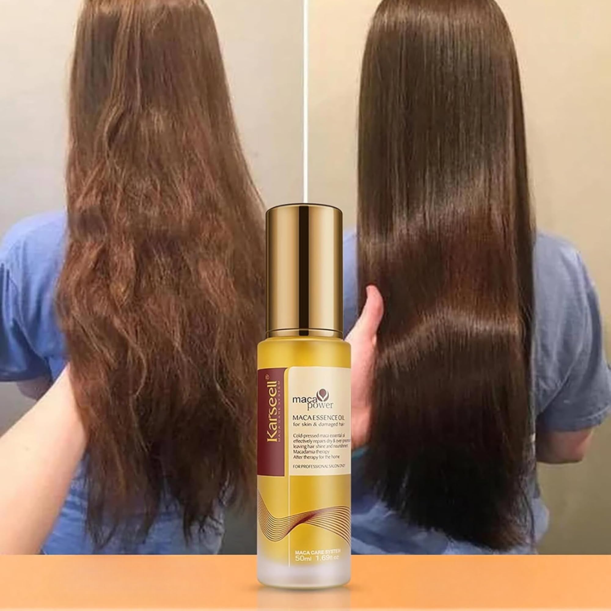 Karseell MACA CARE SYSTEM Morocco-origin Argan Oil label emphasizes quality sourcing.