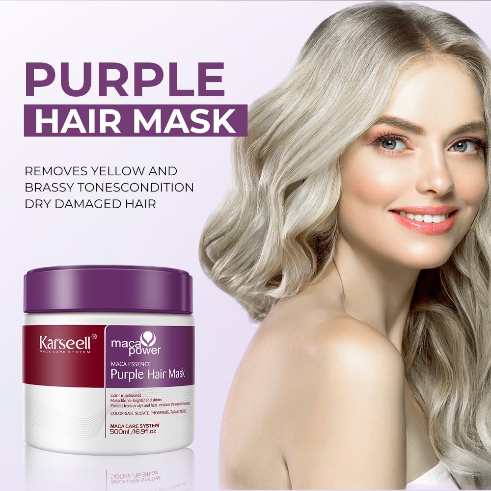 Karseell Purple Hair Mask texture close-up highlights rich moisturizing cream.