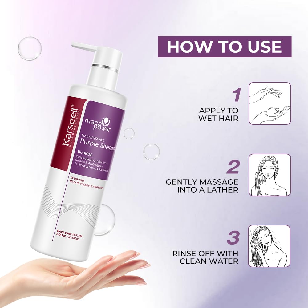Karseell Purple Shampoo foam closeup emphasizes rich violet pigments