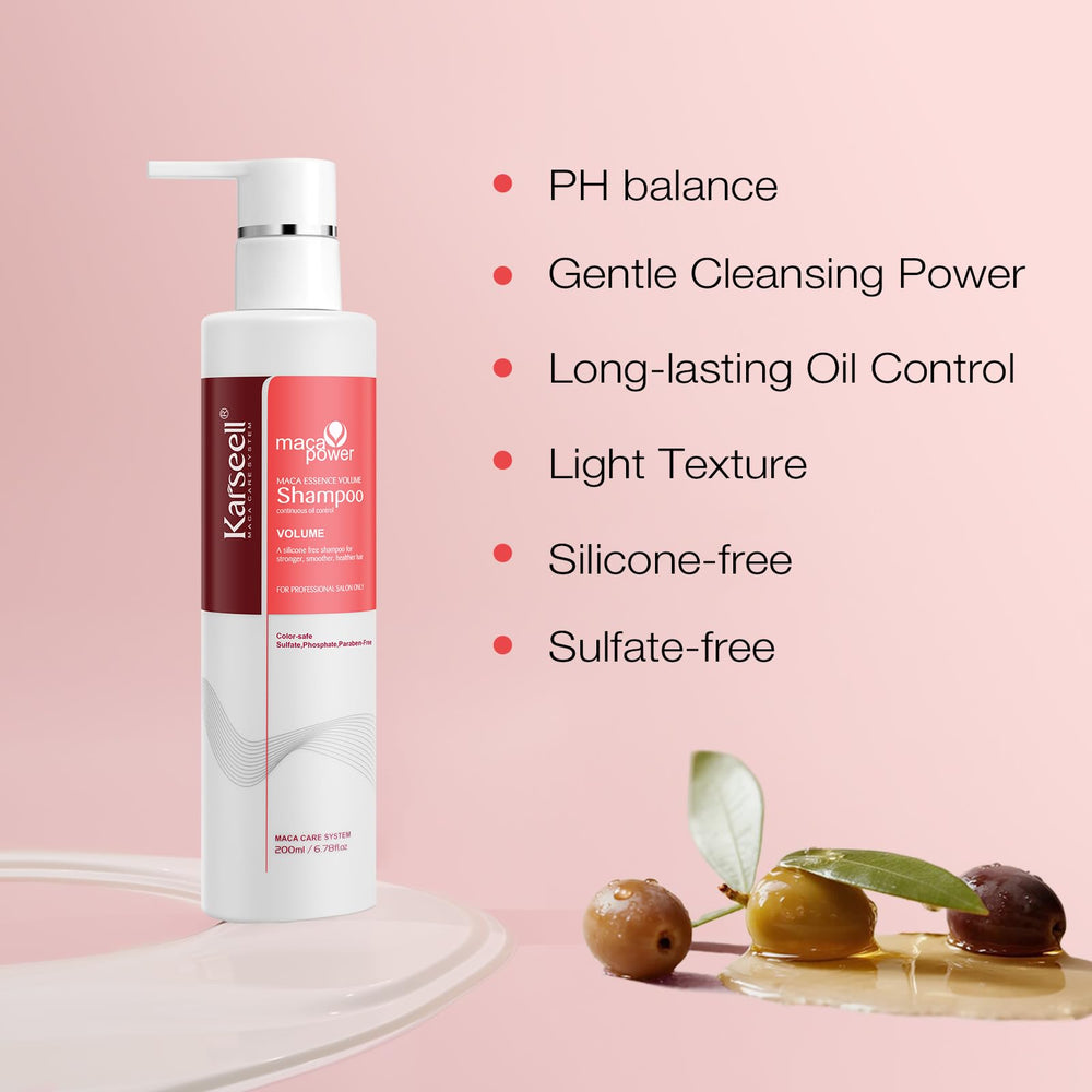 Karseell Volume Shampoo foamy lather demonstrates volumizing cleanse for hair.