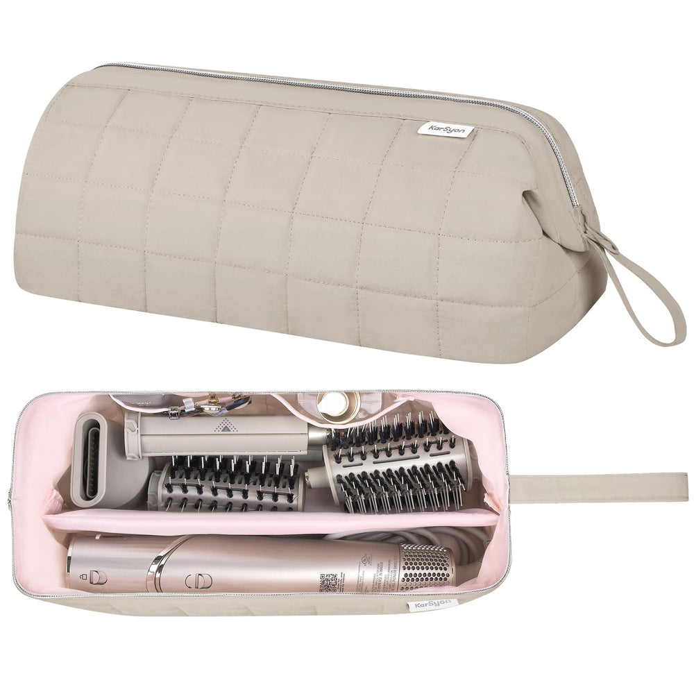 KarSyon hair tools travel bag camel exterior with compact travel-friendly design for easy packing.