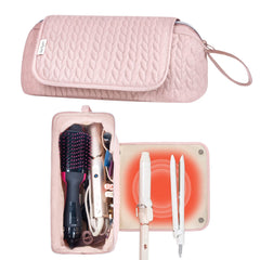 KarSyon Hair Tools Travel Bag pink front view for organized styling on the go.