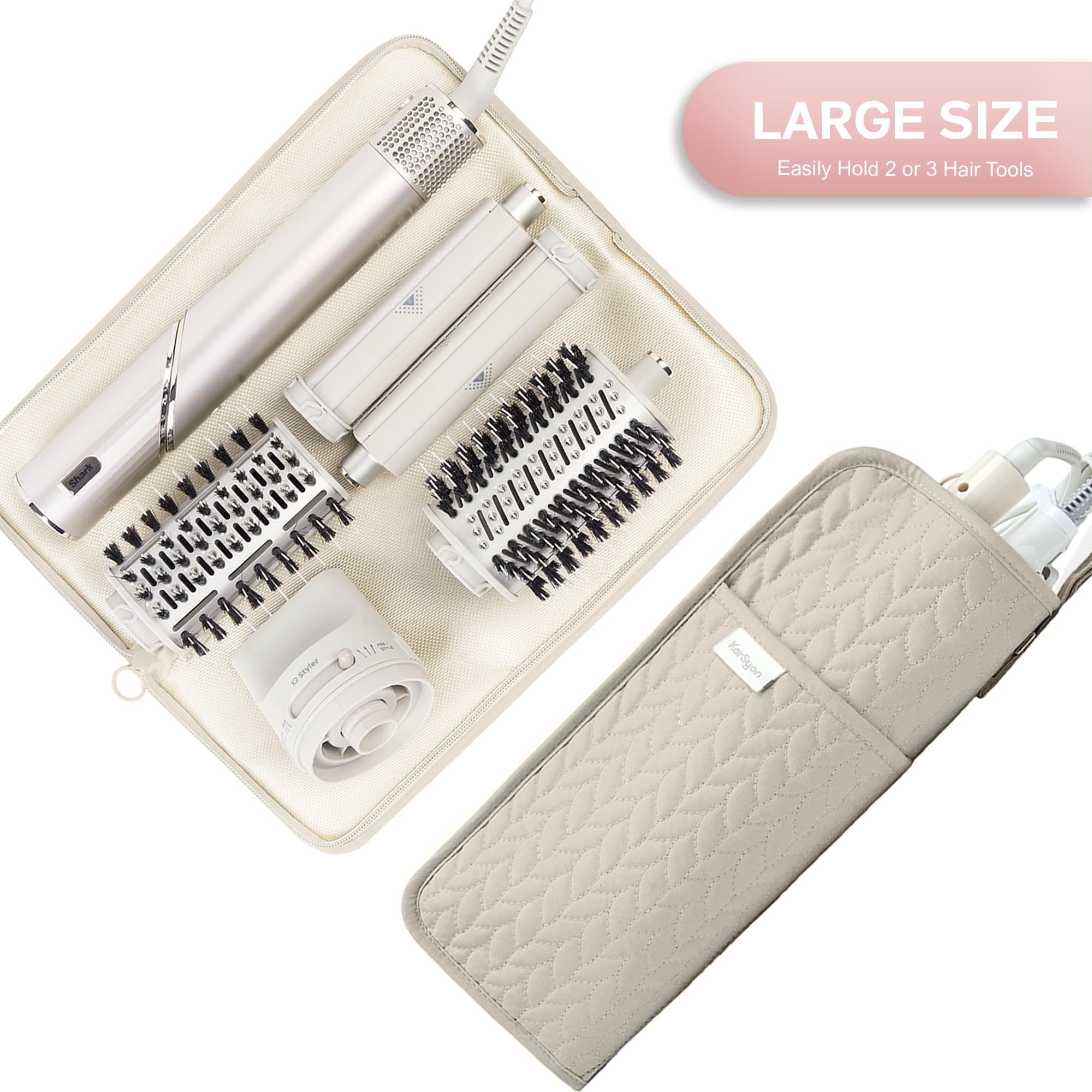 KarSyon heat-resistant mat with curling iron safety on a stylish case.