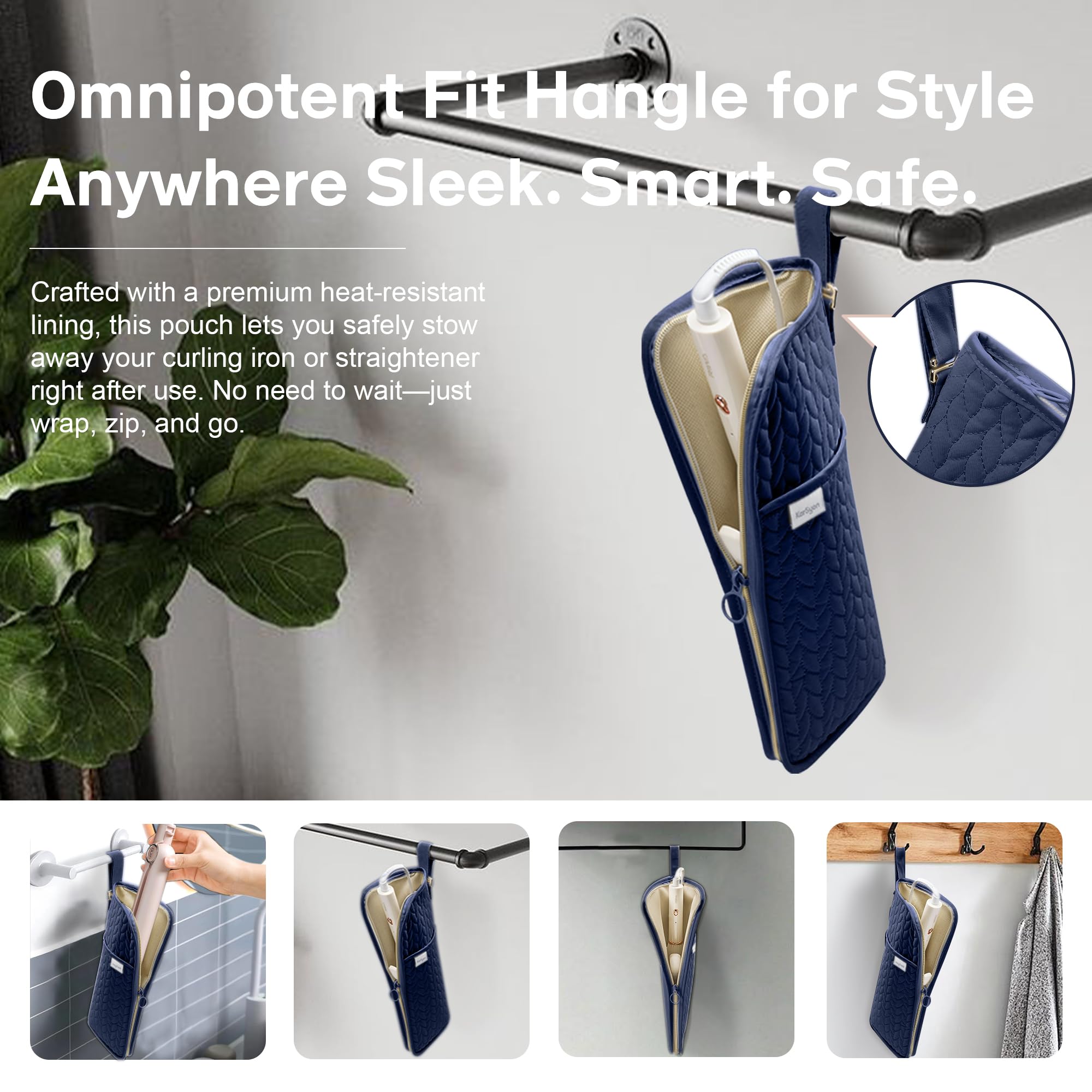 KarSyon heat-resistant mat pouch demonstrates safe post-use storage for hot tools