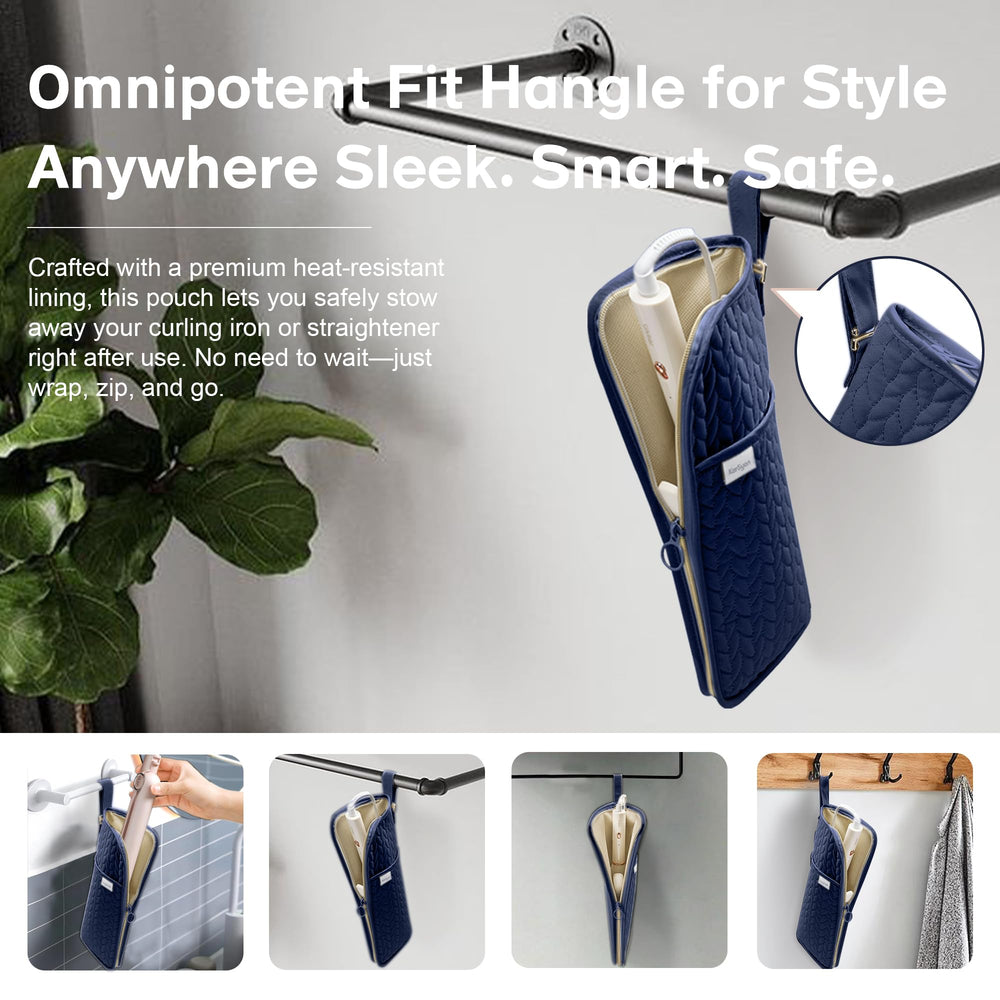 KarSyon heat-resistant mat pouch demonstrates safe post-use storage for hot tools