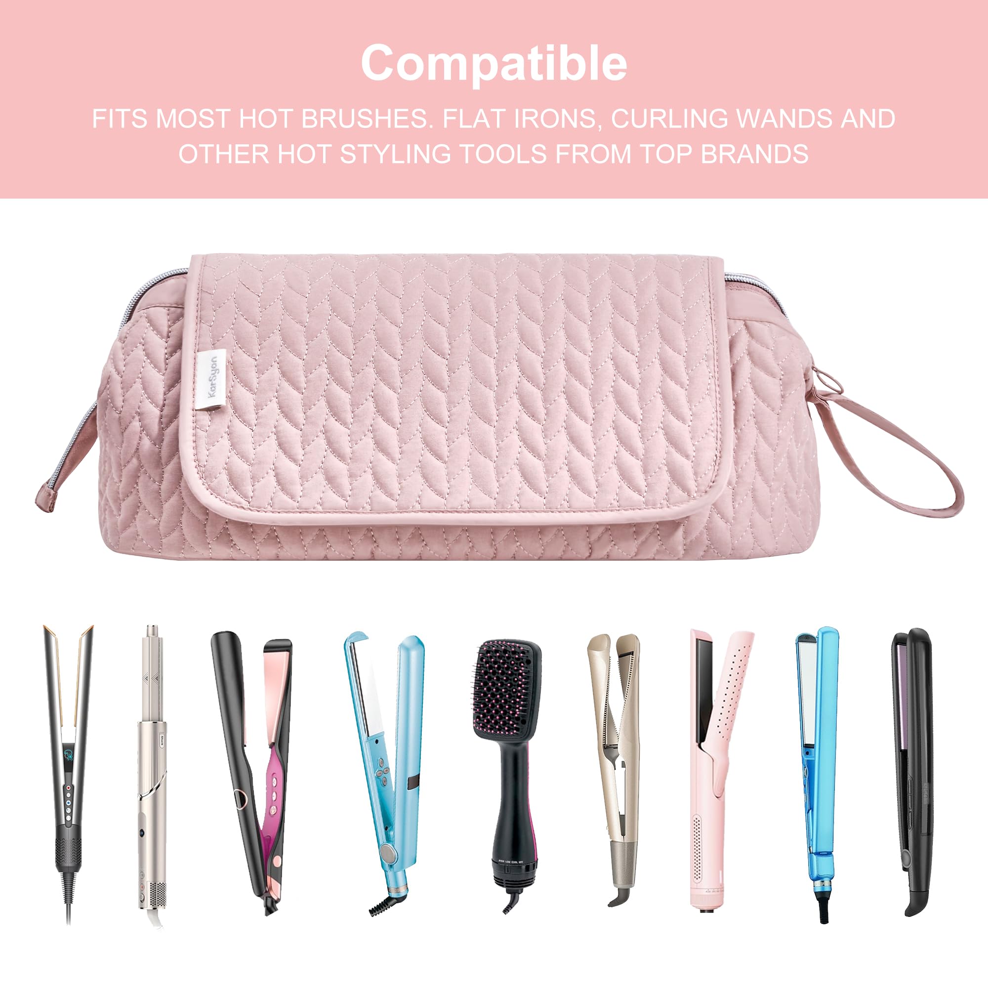 KarSyon large zippered pocket and clear pockets for hair accessories.