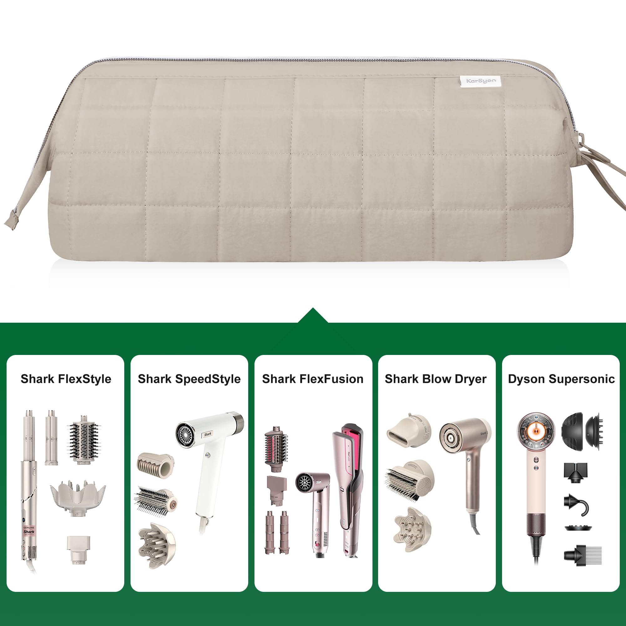 KarSyon Revlon attachments pocket neatly stores wands and small items during travel.