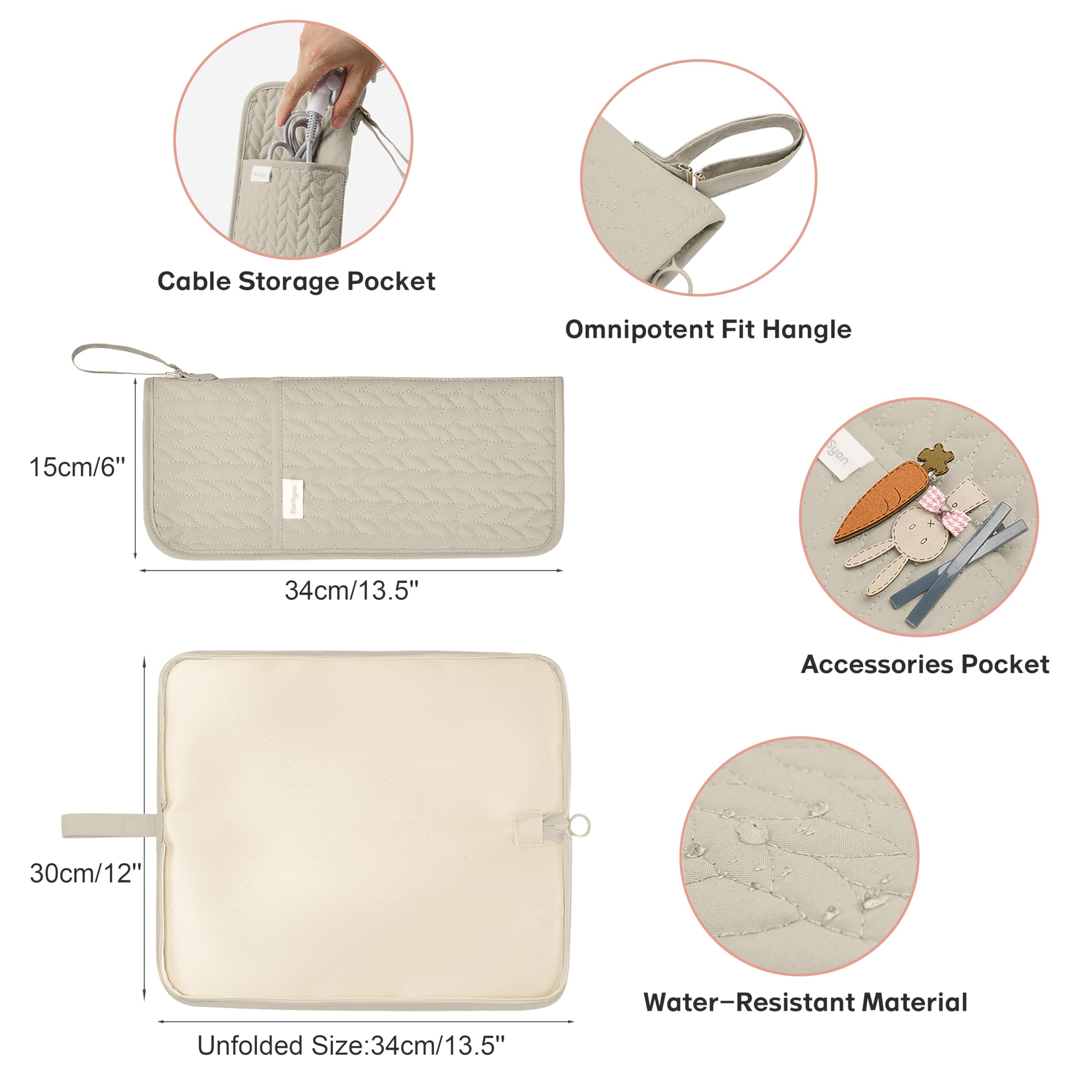 KarSyon travel bag for hair tools in camel design for easy trips.
