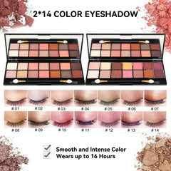 KARUIZI 2x14-color eyeshadow palettes close-up with rich blendable tones