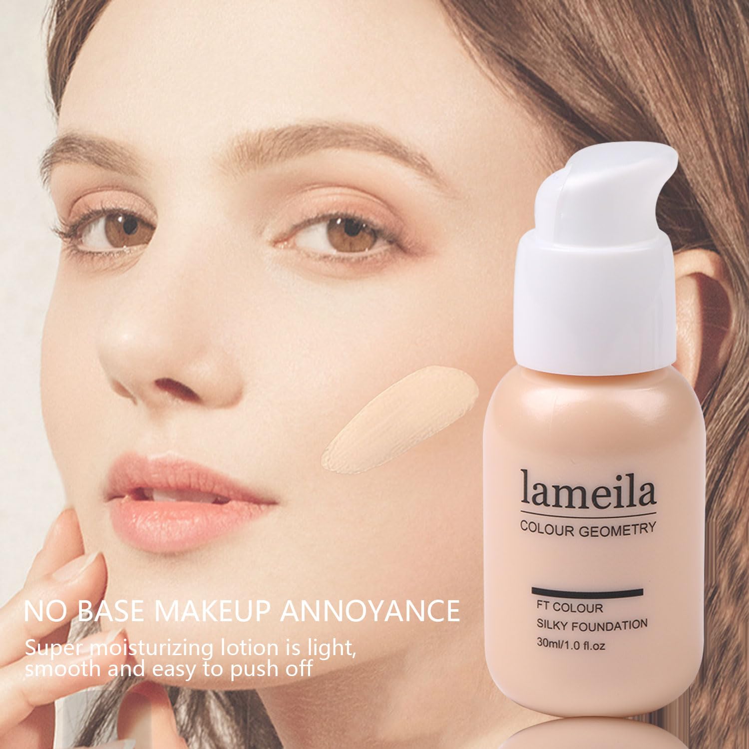 KARUIZI all-in-one makeup kit foundation application demonstrates a smooth, even base.