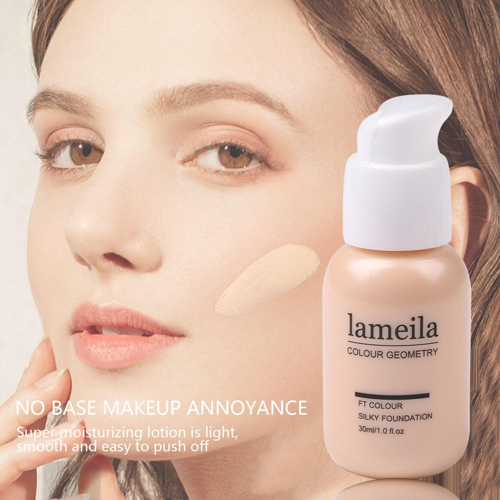 KARUIZI all-in-one makeup kit foundation application demonstrates a smooth, even base.