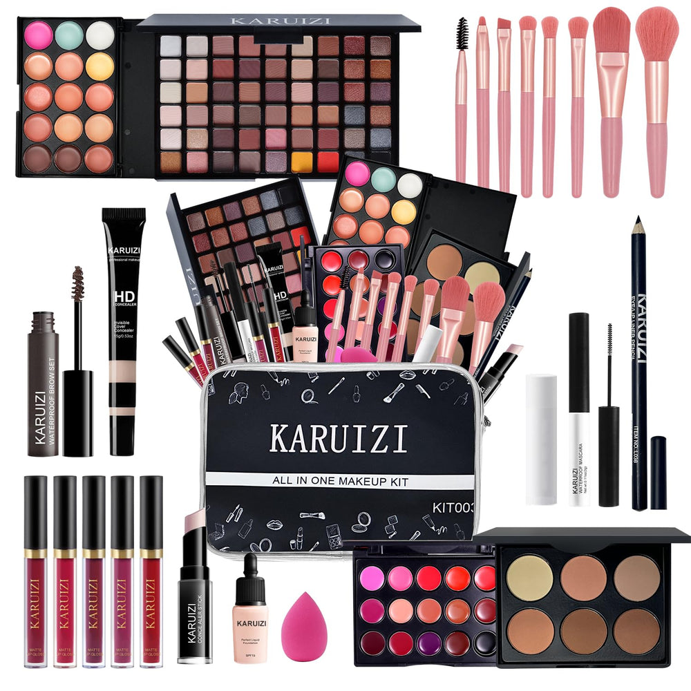KARUIZI makeup set compact carry bag for travel-ready makeup on the go.