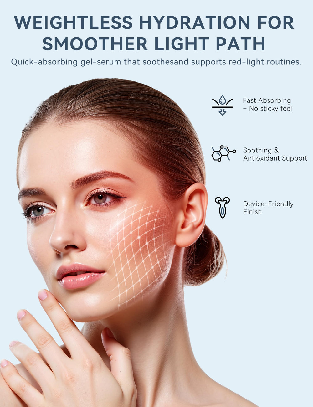 KARUNO serum application on skin demonstrates smooth, non-greasy hydration during device use.